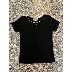 Vintage Western Connection T Shirt Womens Medium Black Rhinestone Casual Wear